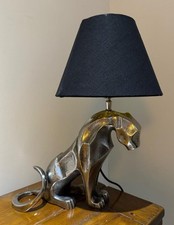 Panther Table Desk Lamp - Silver Aluminium Metal - H46cm - Stylised Art Deco