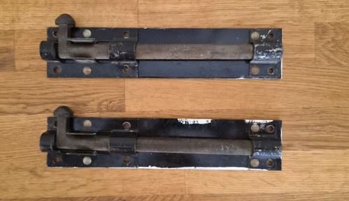 Pair vintage iron door bolt - door,