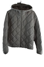 UNIQLO Puffertech Beige Down Padded Jacket size M Womens Full Zip Hooded Casual