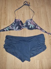 Gorgeous grey FAT FACE Underwired halterneck bikini top bottom set size 10