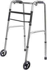 Folding Walking Frame With Wheels Mobility Walker Adjustable Zimmer Frame
