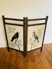 C19th Victorian Bi-fold Bird Feather Picture/ Fire Screen Japanese/ Taxidermy