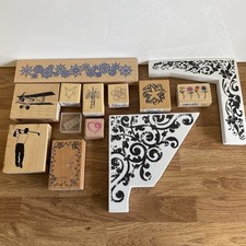 Bundle Job Lot Of 13 Rubber Stamps/ Ink pads - Card Making/Crafts
