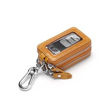 Key Wallet Genuine Leather Car Key Holder Case Keychain Bag Dual Zipper Pouch a