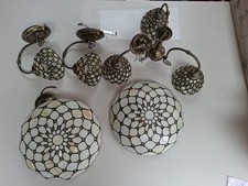 Collection of Tiffany Lights: 2 Ceiling 2 Wall and 1 Chandelier Used
