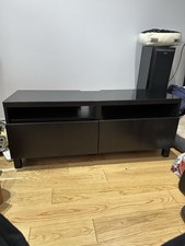 Ikea TV stand bench besta 2 drawers 120x40x42cm black unit