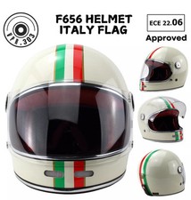 F656 RETRO VINTAGE FIBREGLASS FULL FACE MOTORCYCLE CLASSIC HELMET ITALY Size L