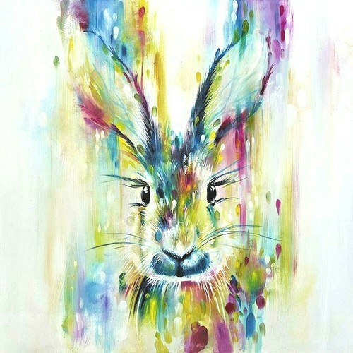 Rabbit watercolour abstract - rabbit,