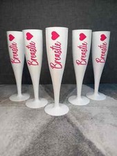 Personalised White Champagne Prosecco Flutes Wedding Bridesmaid Birthday Plastic