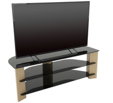 AVF Corner TV Stand With Storage Oak Eff Up to 65 Inch TV Unit Glass Black 130cm