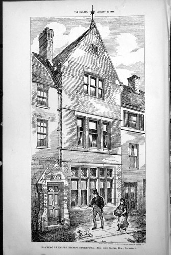 Antique print banking - print, premises