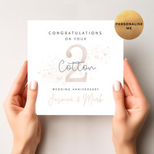 Personalised Cotton Wedding Anniversary Card - 2nd Wedding Anniversary Card