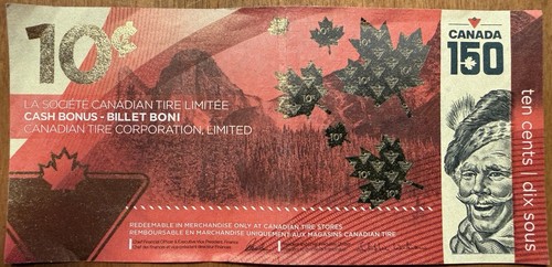 Canadian tire money 10c - money, .10c