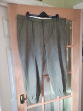 Vintage hucklecote pure wool tweed khaki brown check shooting breeks 44