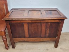 Oak Panelled Blanket Box Chest Toys Storage Postage Available