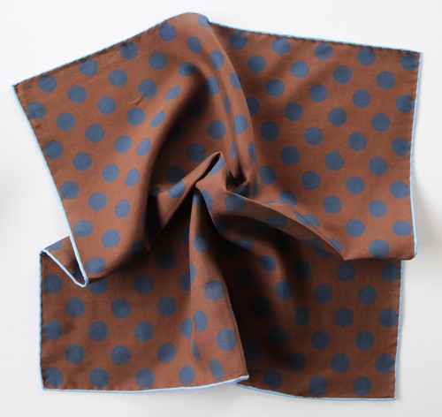 Silk pocket square 42cm brown - 42cm.,