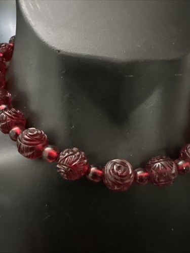 Carved cherry amber bakelite - amber,