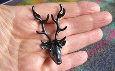 VINTAGE STYLE Scottish enamel Stag antler brooch hunting trophy deer taxidermy