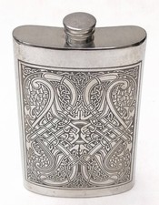 Celtic Knot Design Pewter Hip Flask 250ml by Scottish Piper Pewter