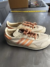 adidas originals new york trainers UK9 Beige Pink Retro Running Vintage Rare