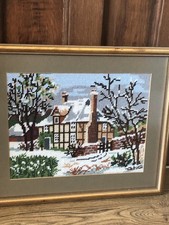 Vintage framed tapestry winter - vintage,