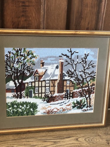 Vintage framed tapestry winter - framed,