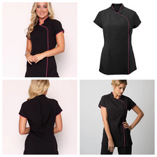 SALON SPA ZIP TUNIC BEAUTY HAIRDRESSING NAIL MASSAGE BEAUTICIAN TOP WORK UNIFORM