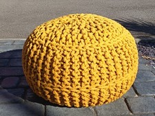 Mustard Yellow fabric Foot Stool Puffy