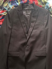 Moss London 2 piece suit. Black, slim fit. Plus TM Lewin waistcoat. 