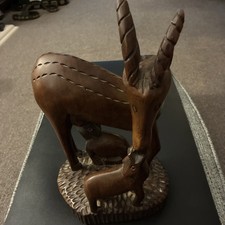 African Carved Wooden Gazelle