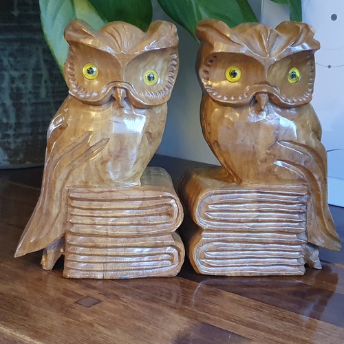 Vintage handcarved wooden owl - vintage,