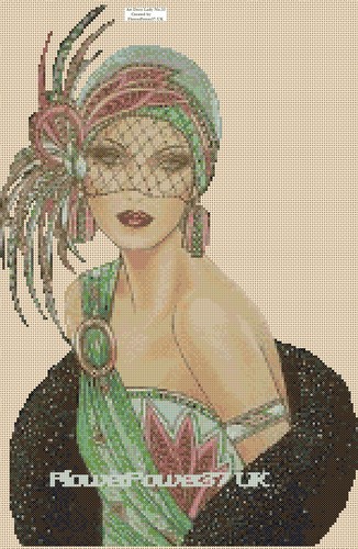 Art deco cross stitch chart - art,