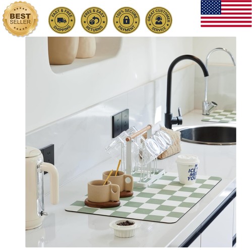 Checkered dish drying - dish, mat