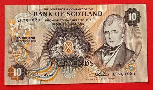 Bank scotland 1990 ten - of, 1990,