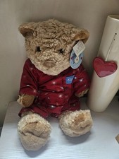 LA SENZA BERTIE Cute 14" Tall Teddy Bear Soft Plush Toy Red Pyjamas Heart Botton