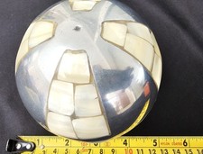 Mid-Century  Carpet Ball Aluminum Mother of Pearl Inlay Decorative Sphere 12cm
