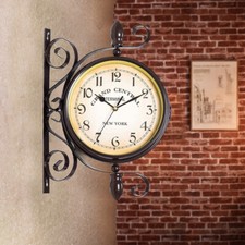 Outdoor Garden Grand Central Terminal Wall Clock Double Sided Outside Bracket UK