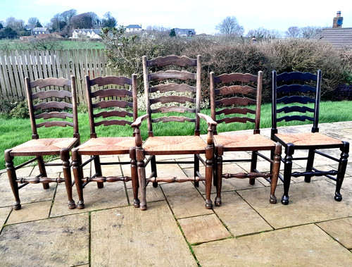 Set vintage carved oak - set, 5