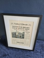 Replica Print: 1954 London herald Headline: 'Bannister Breaks 4 Minute Mile'