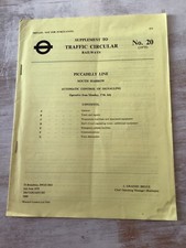 London Underground Tube Train Railway Supplement Piccadilly Line Plan Map