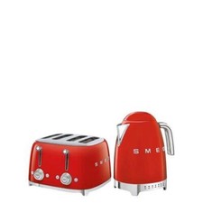 SMEG Kettle & 4 slice Toaster Set with  7 TEMPERATURE LEVELS in  Red