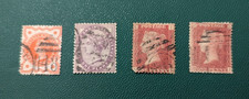 Four Victorian Used Postage Stamps - 2x Penny Red, 1/2d Vermillion, & 1d Lilac