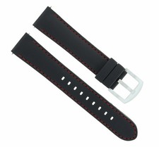 20MM RUBBER BAND STRAP FOR TISSOT PRC100 T-SPORT CHRONOGRAPH BLACK RED STITCH