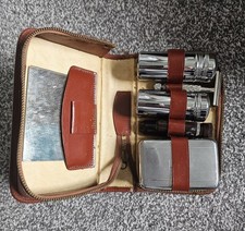 Vintage Shaving Kit with Leather Case and Accessories