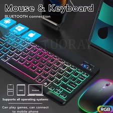 Backlit Bluetooth Keyboard Mouse For Lenovo Tab P12 P11 Pro M11 M10 HD/FHD Plus