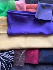 Job lot of vintage fabric, different colours, silky type material, various sizes