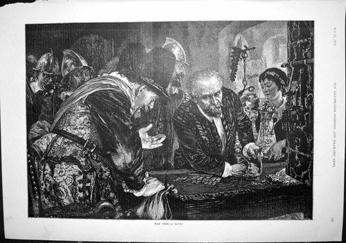 Original old antique print - old, war