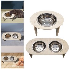 Wooden Raised Cat Bowl and
