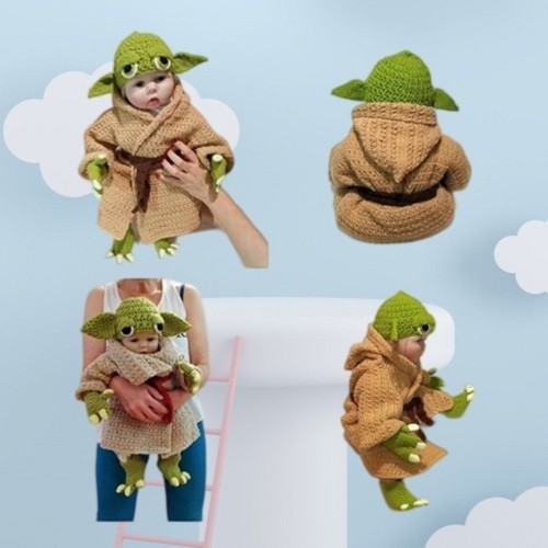 Handmade knitted baby yoda - baby,