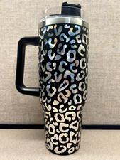 40oz Black Holographic Leopard